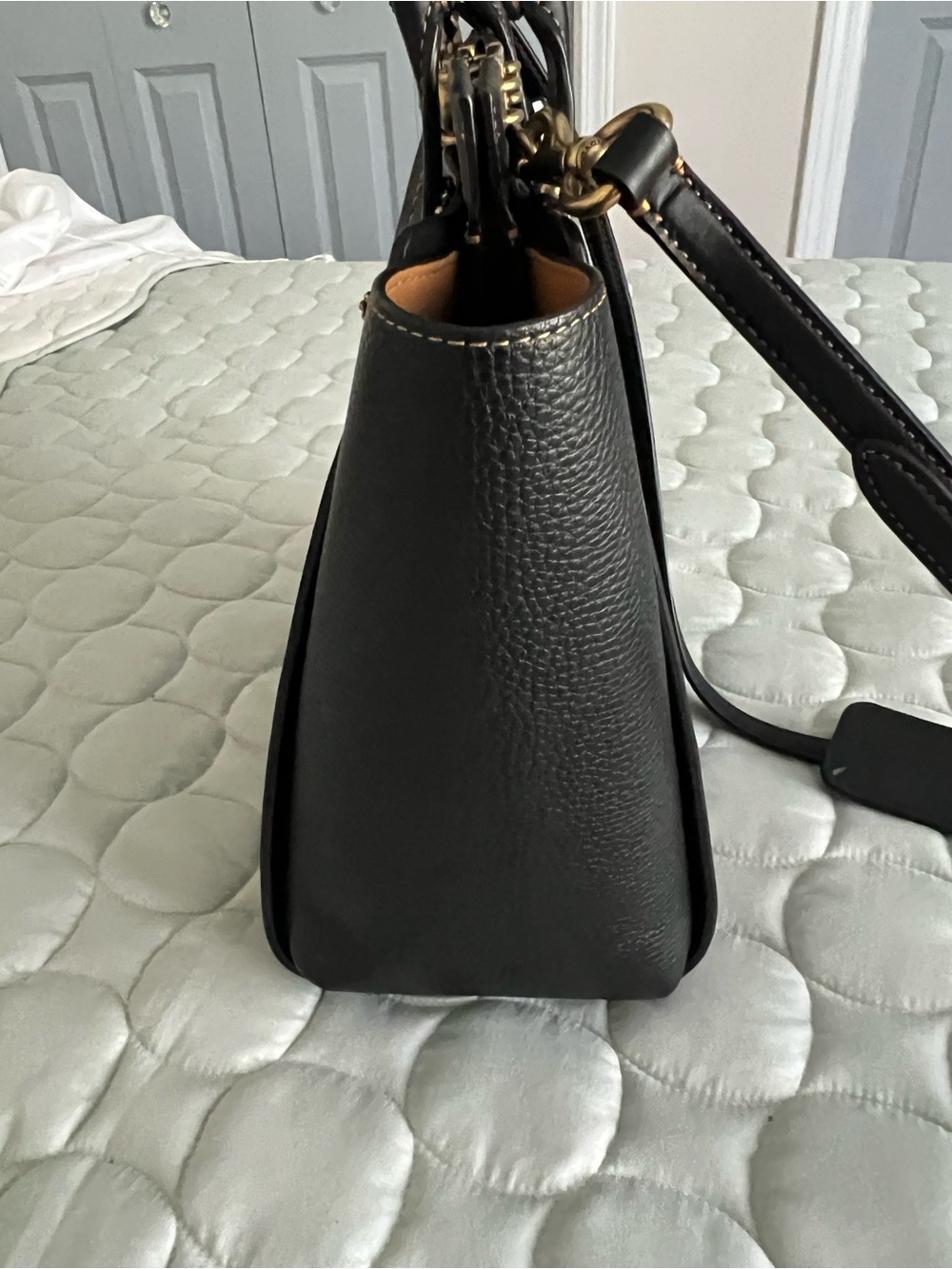 COACH Black Leather mixed leather Troupe Tote satchel with Gold-Tone Hardware - Picture 9 of 10